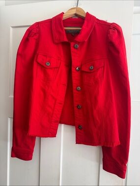 Torrid Red Button-Front Jean Jacket
